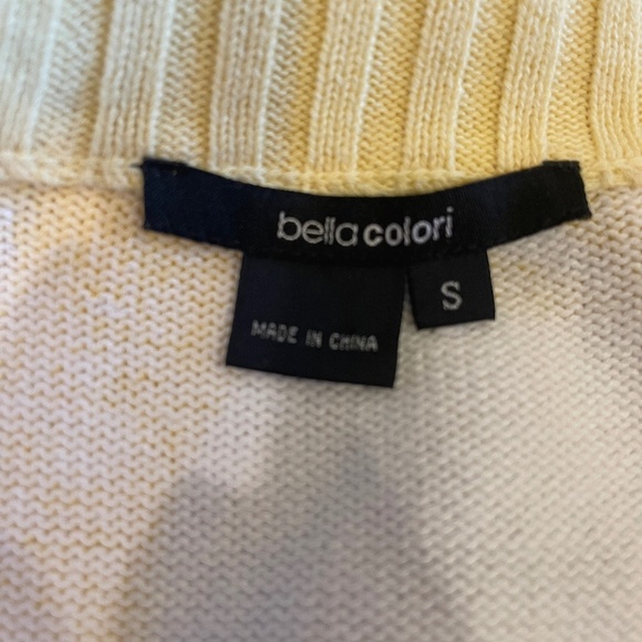 NEW! Bellacolori Yellow White Mock Neck Full Zip Cardigan Sweater Size Small - Picture 8 of 12